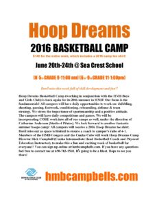 2016 Hoop Dreams Summer basketball Camp Flier (HMB little league)